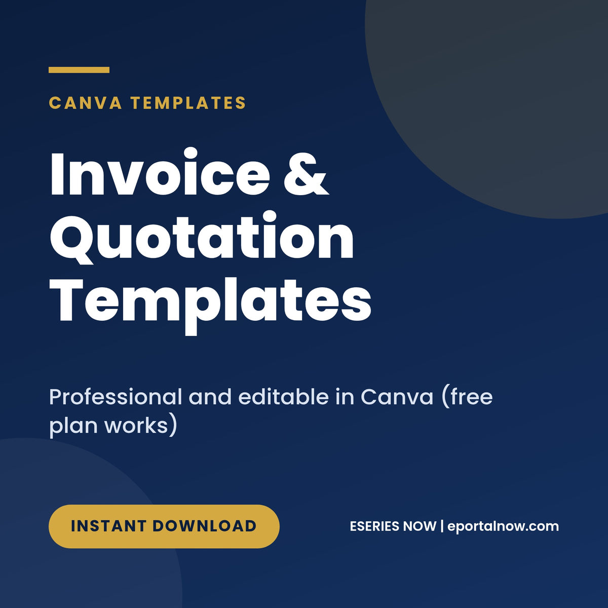 Invoice and Quotation Templates, editable in Canva, cover image, Eseries Now