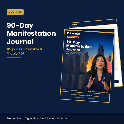 90-Day Manifestation Journal Printable – cover image, Eseries Now