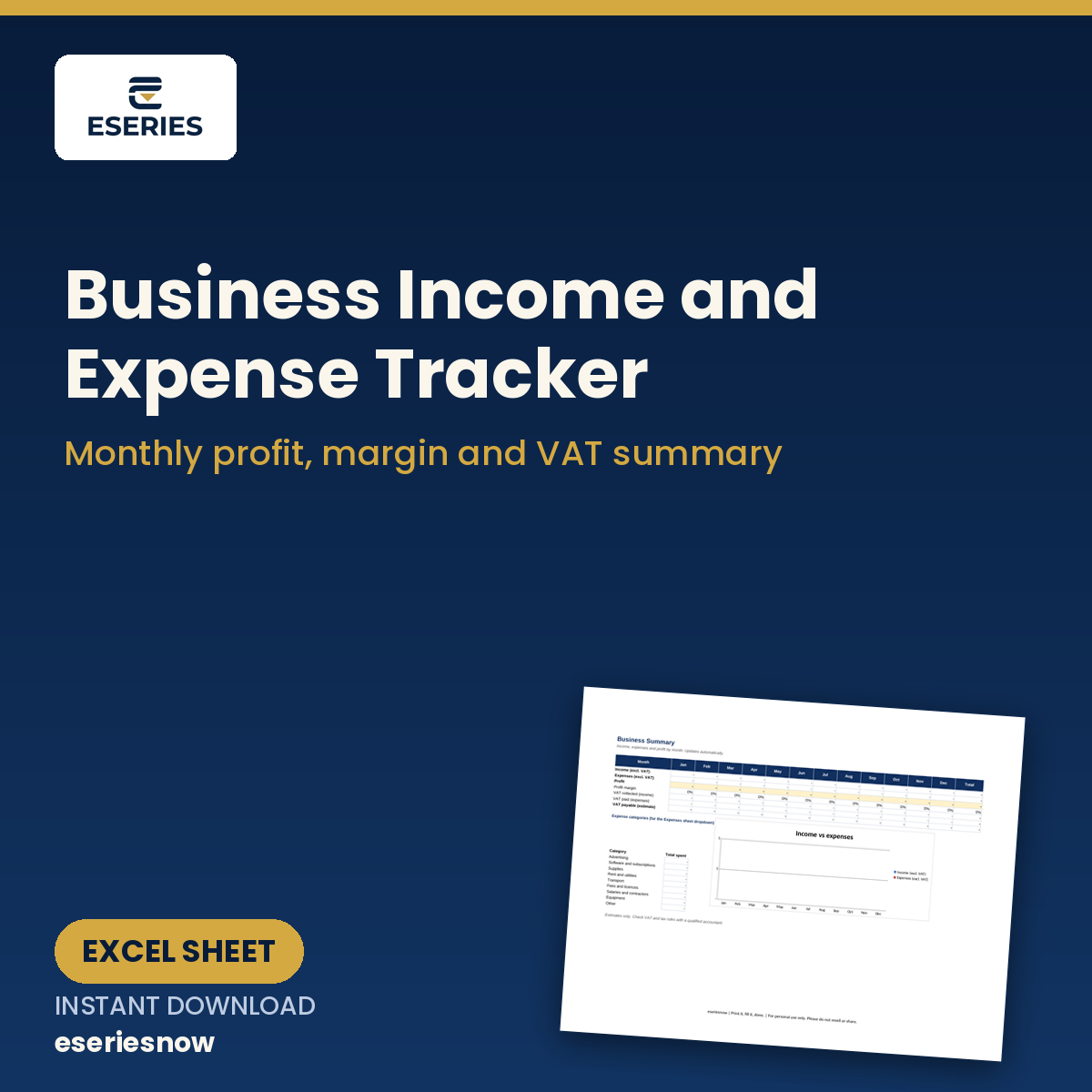 Business Income and Expense Tracker (Excel) cover