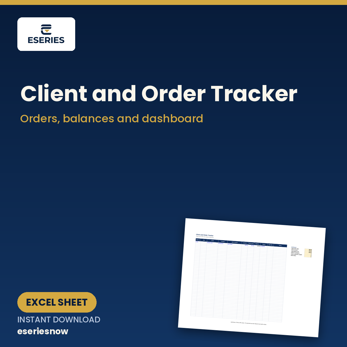 Client and Order Tracker (Excel) cover