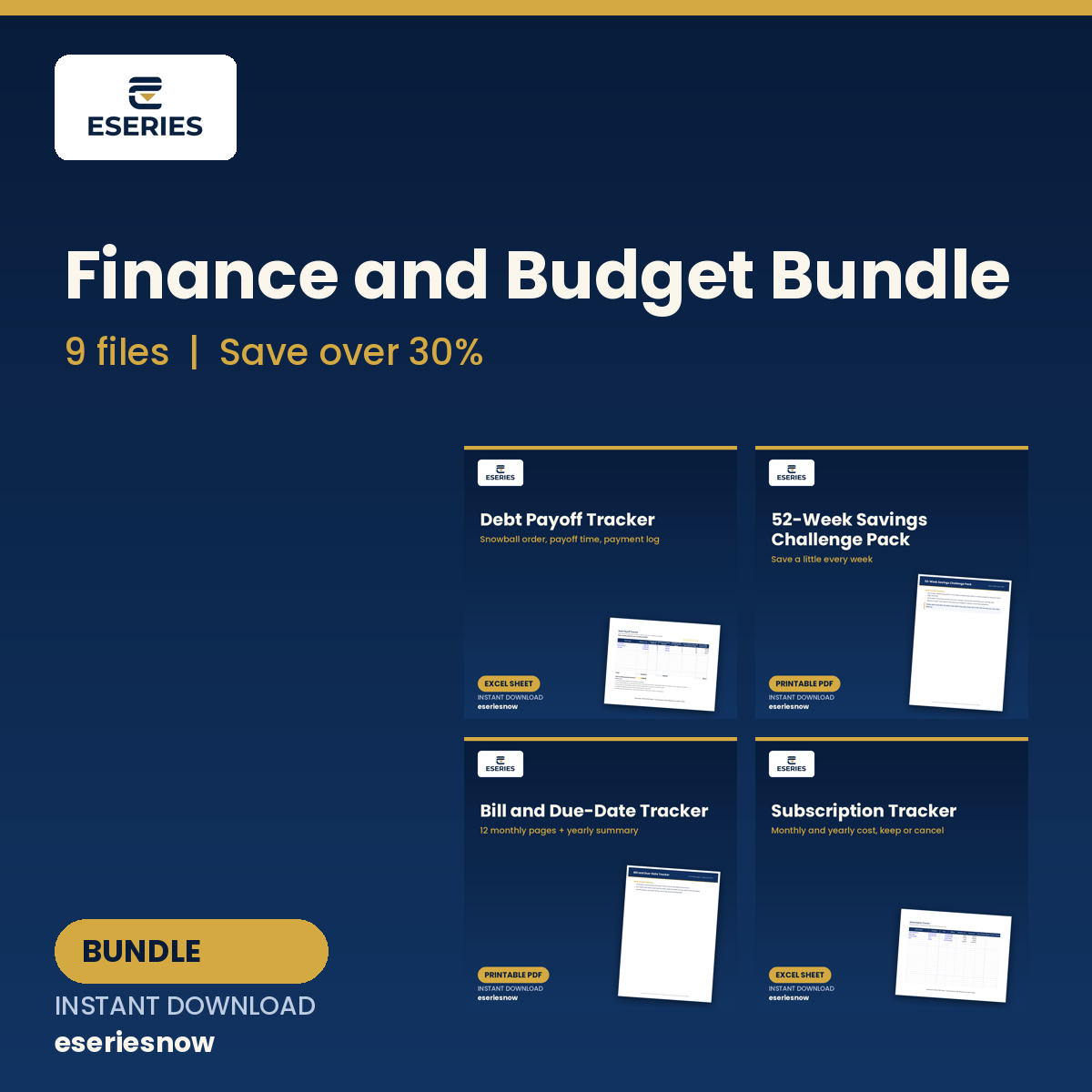 Finance and Budget Bundle (Printable PDFs and Excel) cover