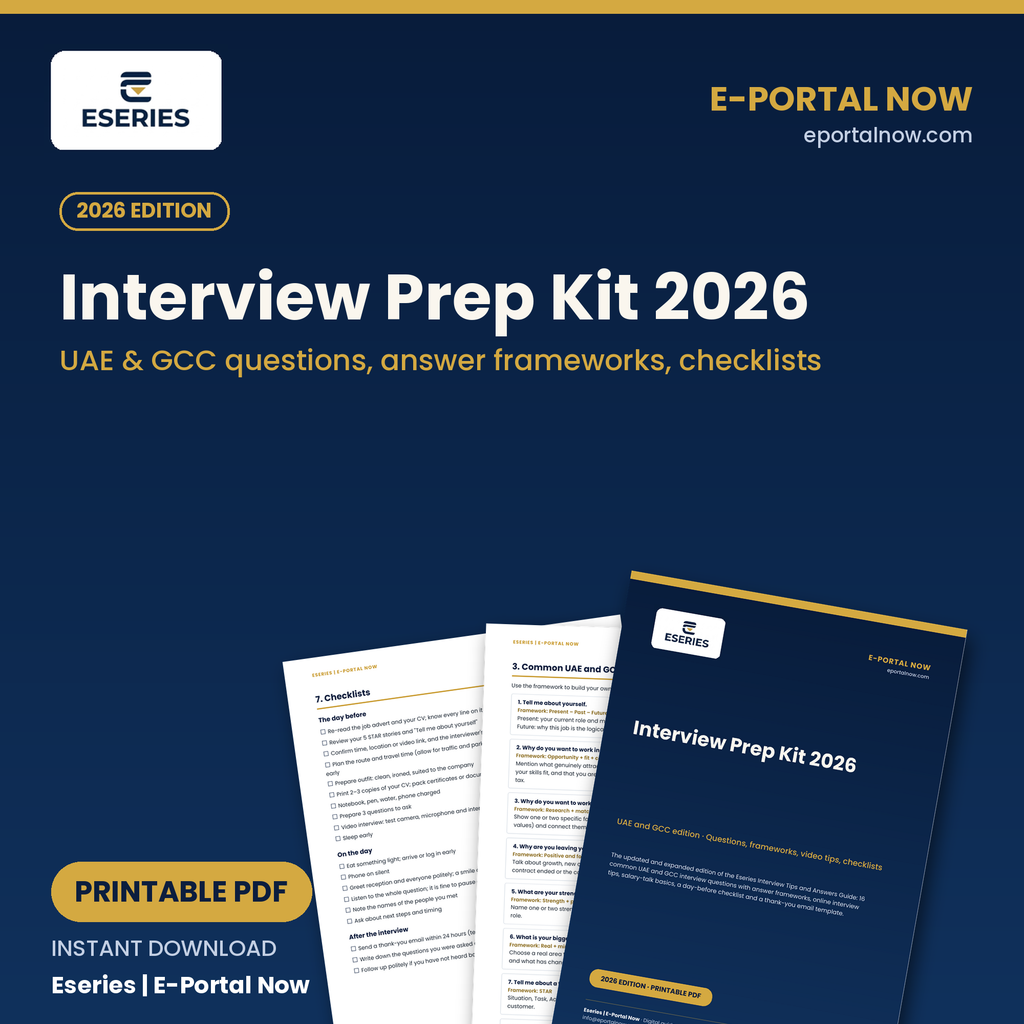 Interview Prep Kit 2026: UAE & GCC Edition – cover image, Eseries Now