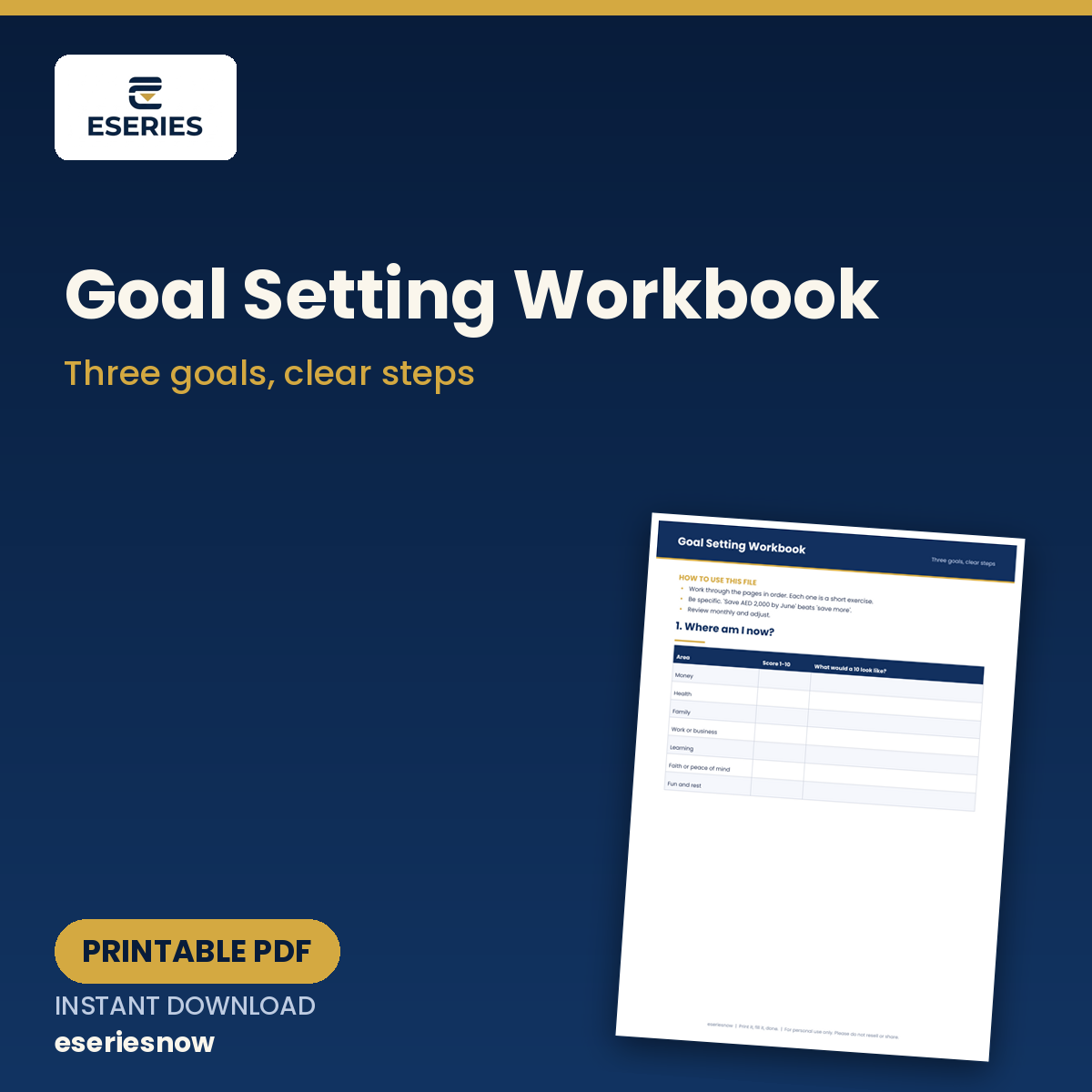 Goal Setting Workbook (Printable PDF) cover
