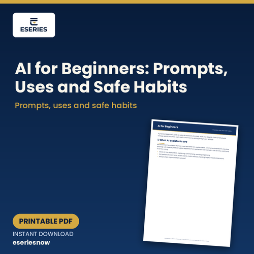 AI for Beginners Guide: Prompts & Safe Use – cover image, Eseries Now