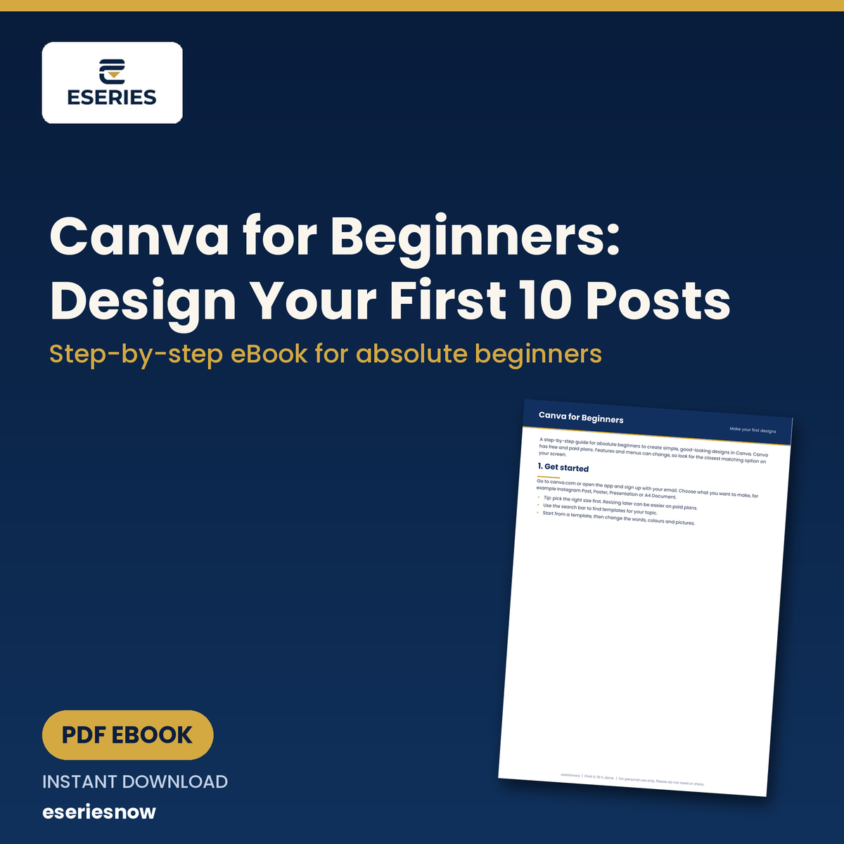 Canva for Beginners eBook cover - Eseries