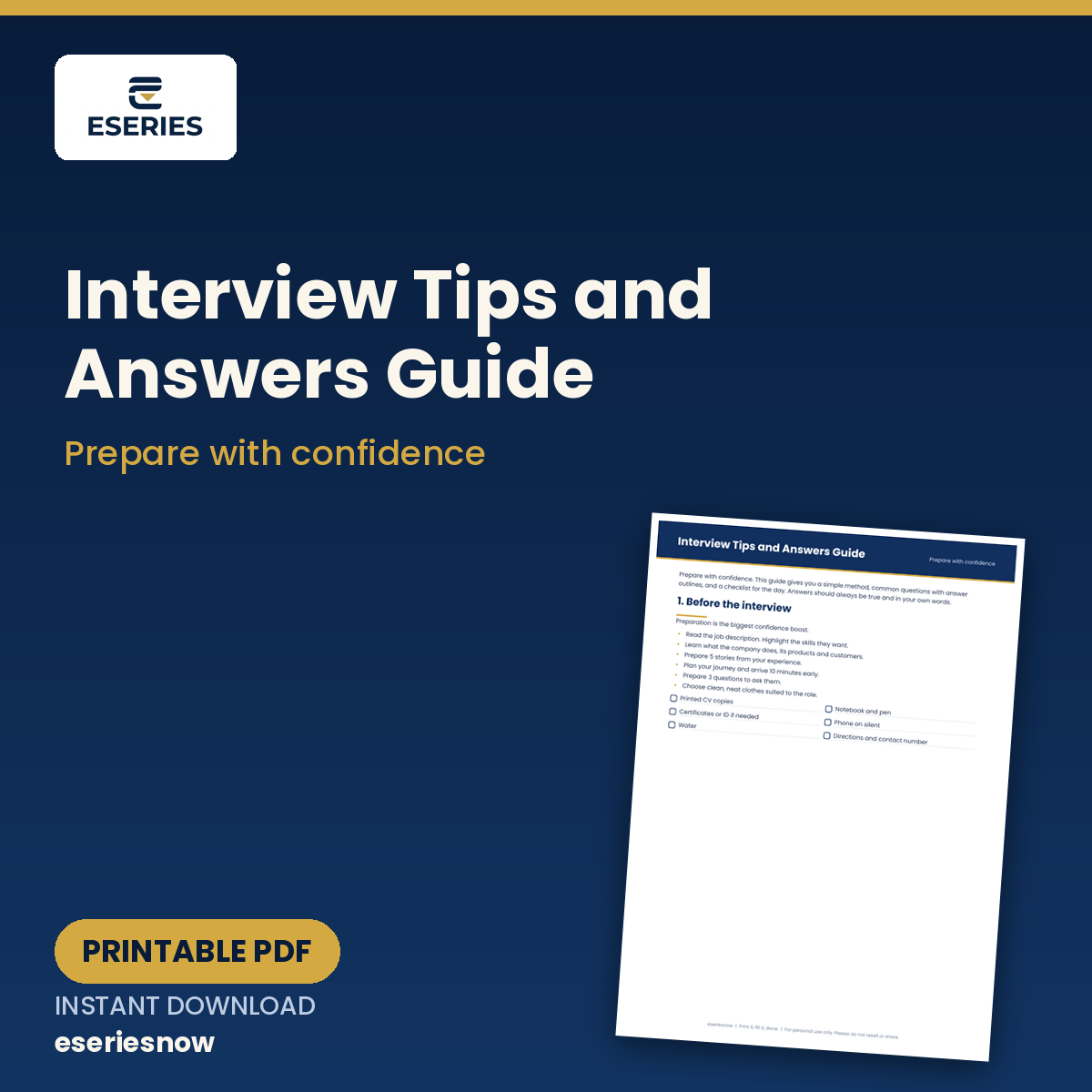 Interview Tips and Answers Guide (Printable PDF) cover