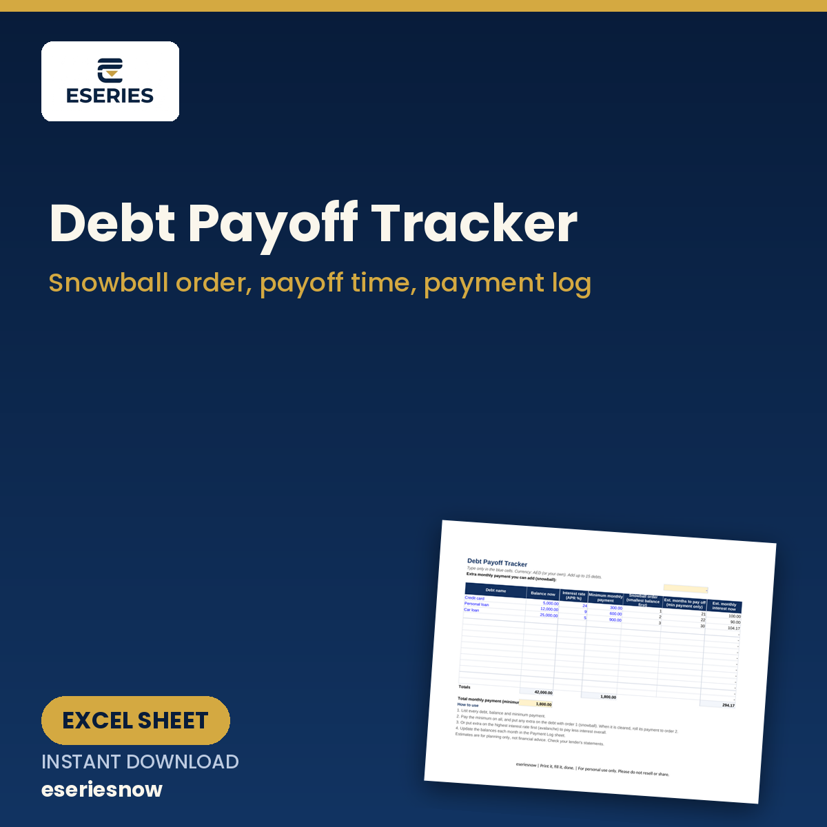 Debt Payoff Tracker (Excel) cover