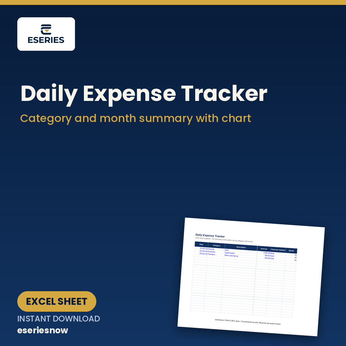 Daily Expense Tracker (Excel) cover