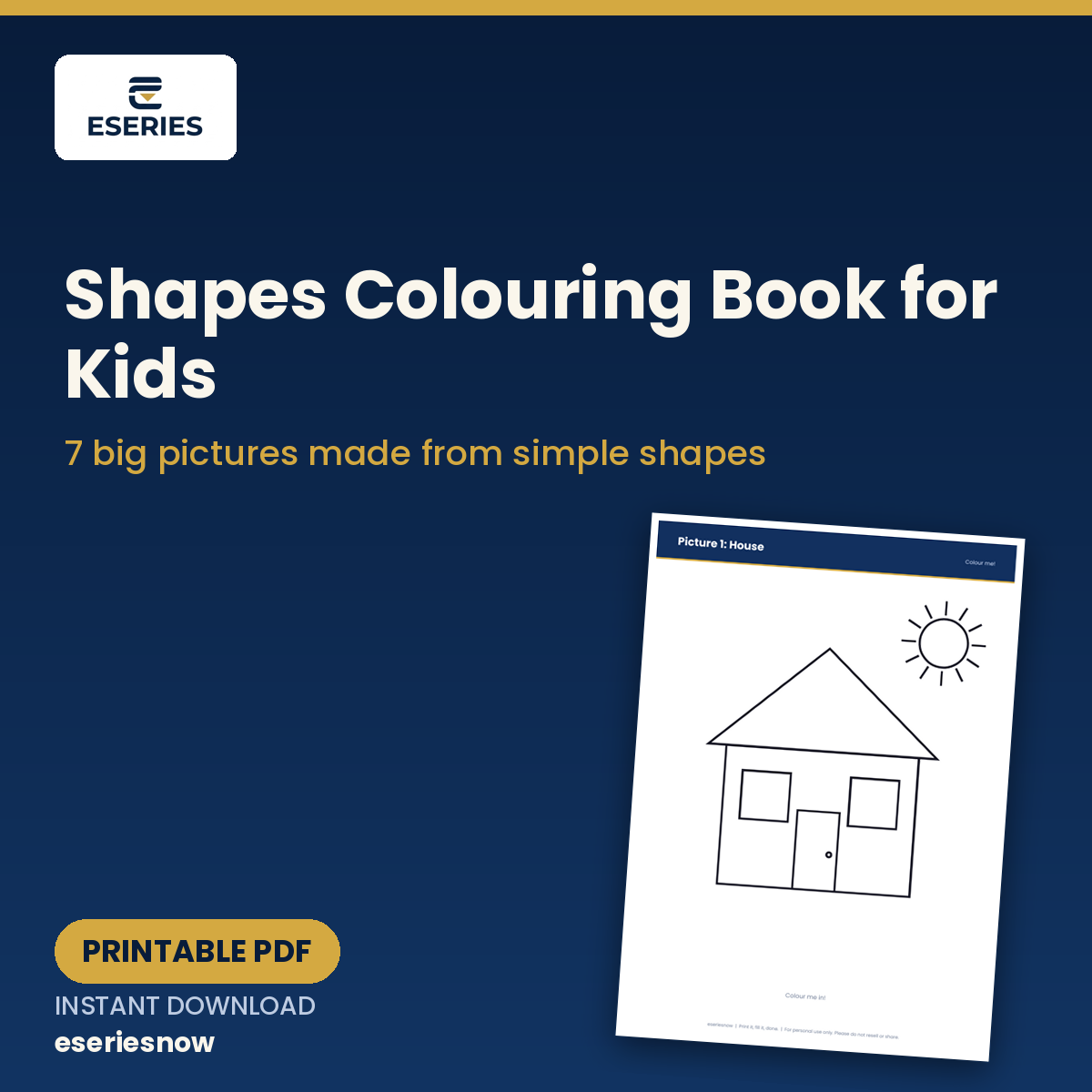 Shapes Colouring Book for Kids (Printable PDF) cover
