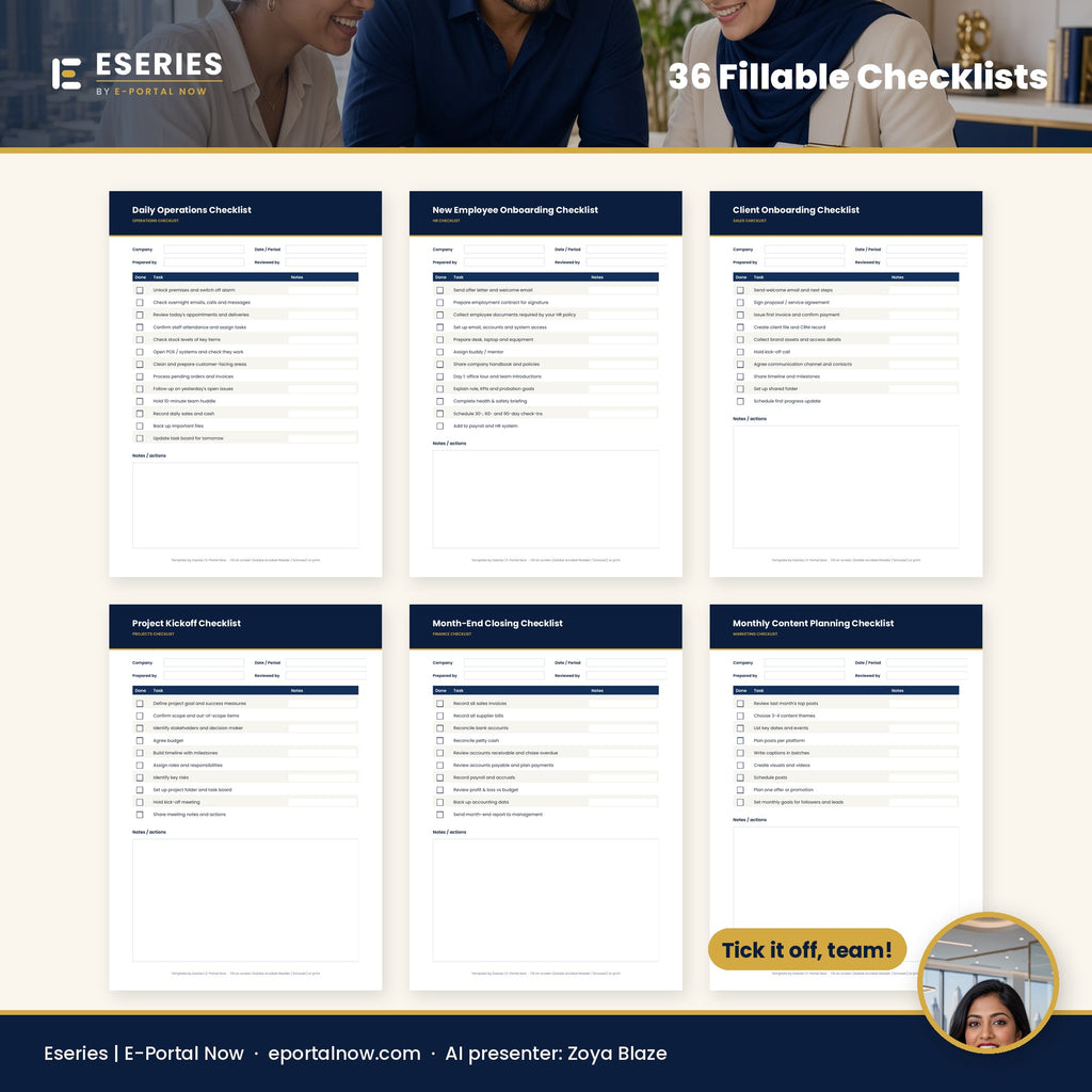 Business Work Checklist Templates preview - Eseries