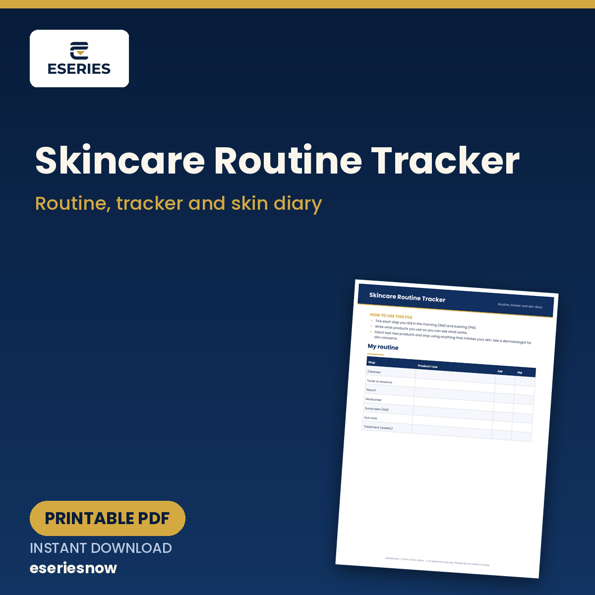 Skincare Routine Tracker (Printable PDF) cover