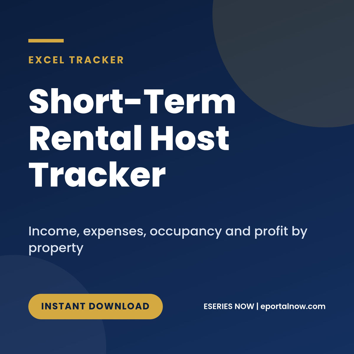 Short-Term Rental Host Tracker in Excel, cover image, Eseries Now