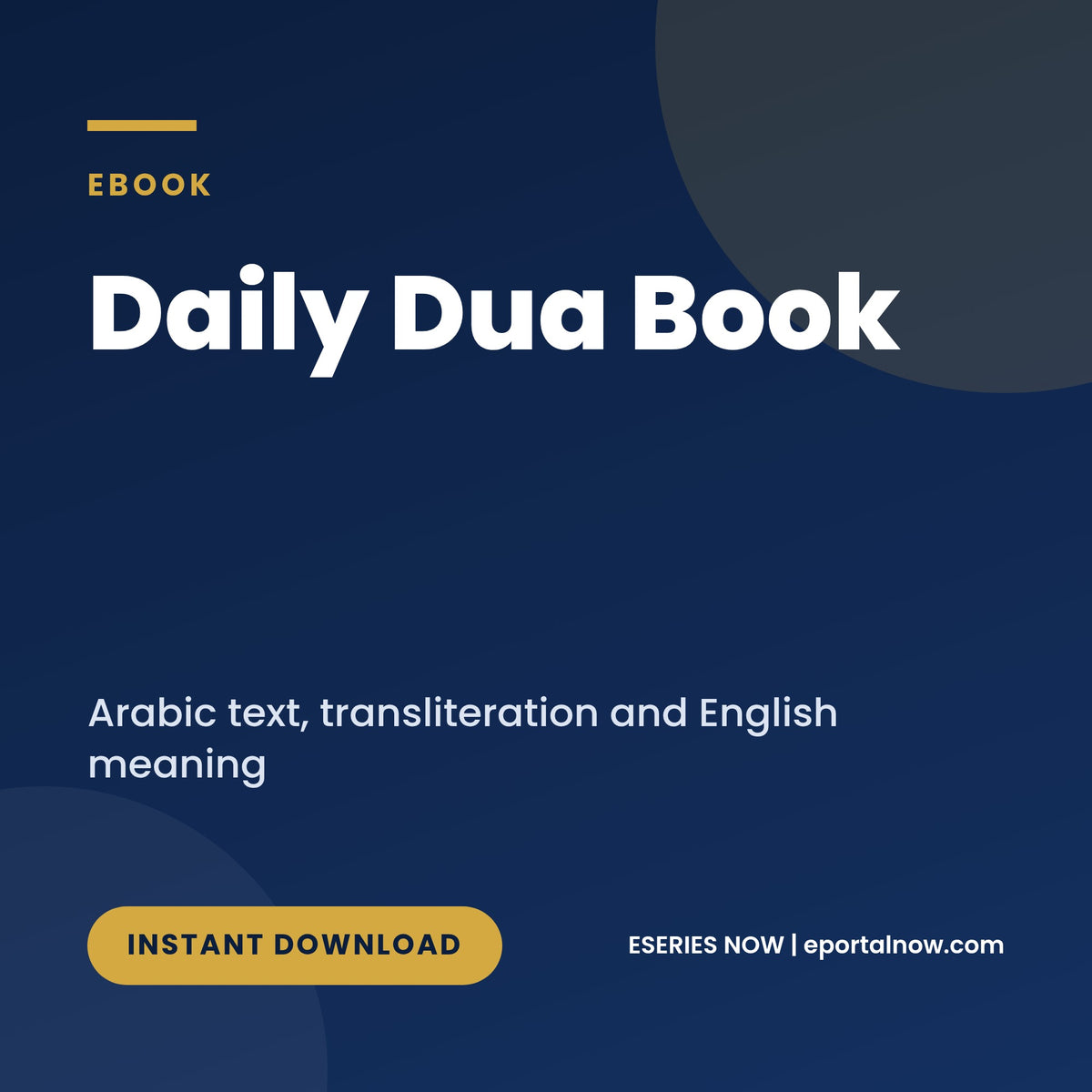 Daily Dua Book with Arabic, transliteration and English meaning, cover image, Eseries Now
