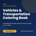 Vehicles and Transportation Coloring Book, cover image, Eseries Now