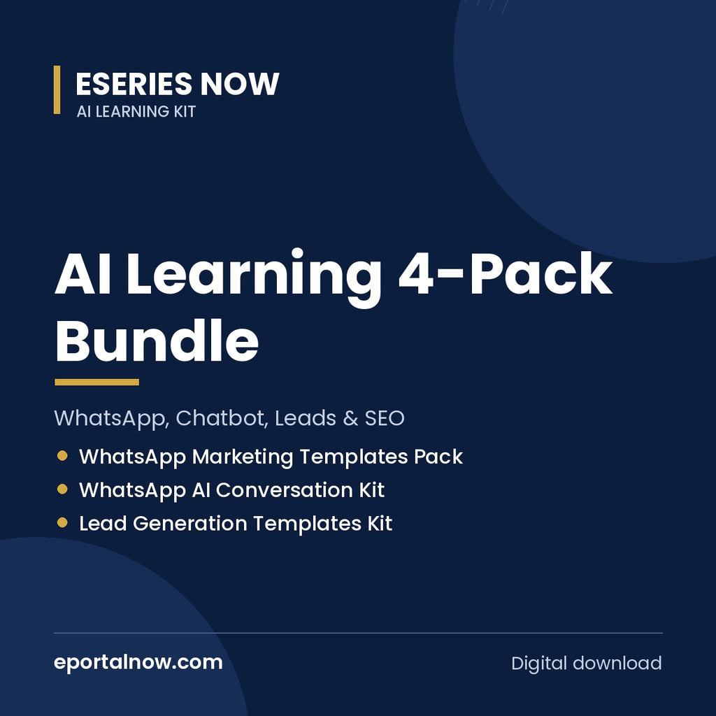 AI Learning 4-Pack Bundle: WhatsApp, Chatbot, Leads & SEO | Eseries Now