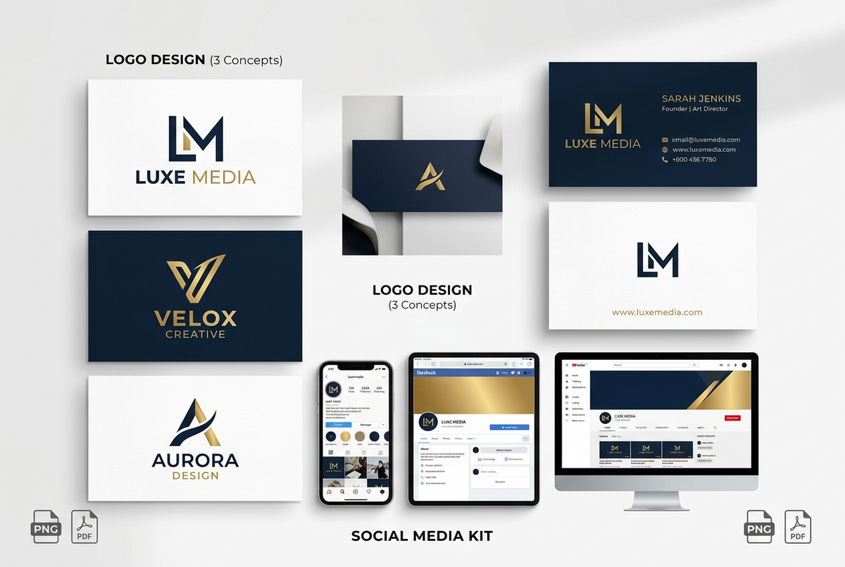 Brand Starter Bundle: Logo + Business Card + Social Profile Set by Eseries, E-Portal Now