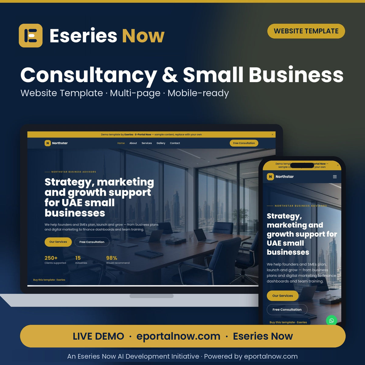Consultancy & Small Business Website Template – cover image, Eseries Now