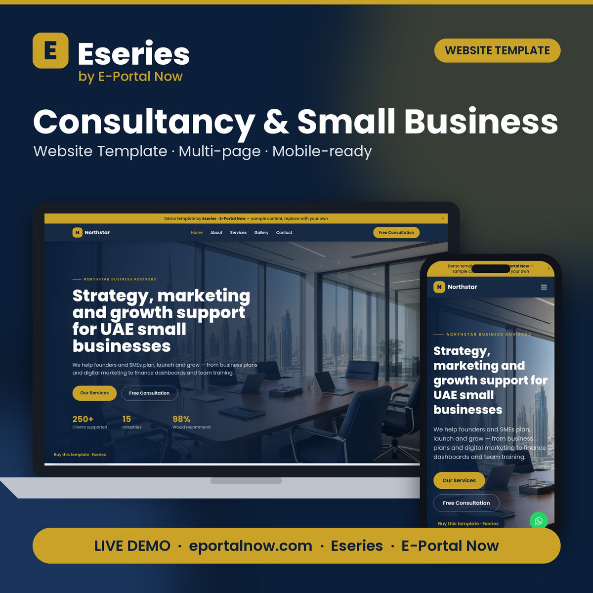 Consultancy & Small Business Website Template — Eseries cover — Eseries · E-Portal Now