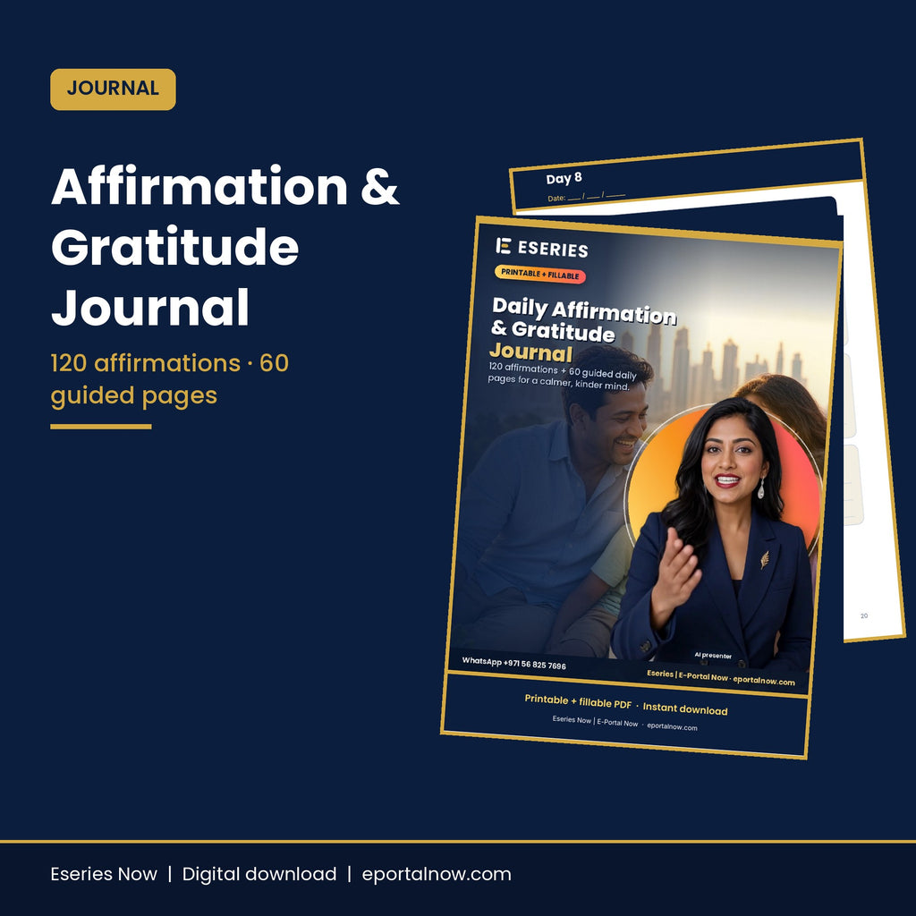 Gratitude & Affirmation Journal Printable – cover image, Eseries Now