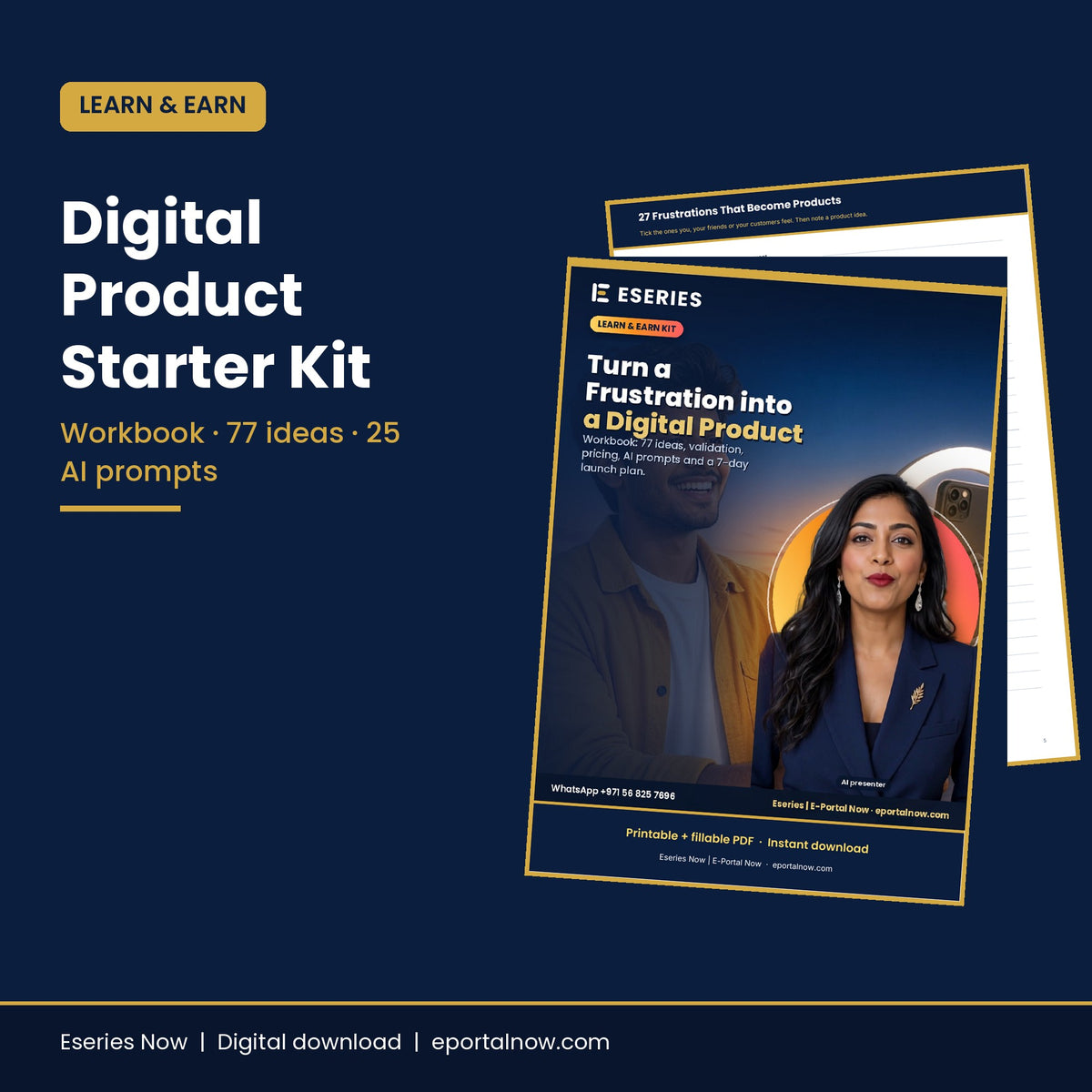 Digital Product Starter Kit Workbook – cover image, Eseries Now