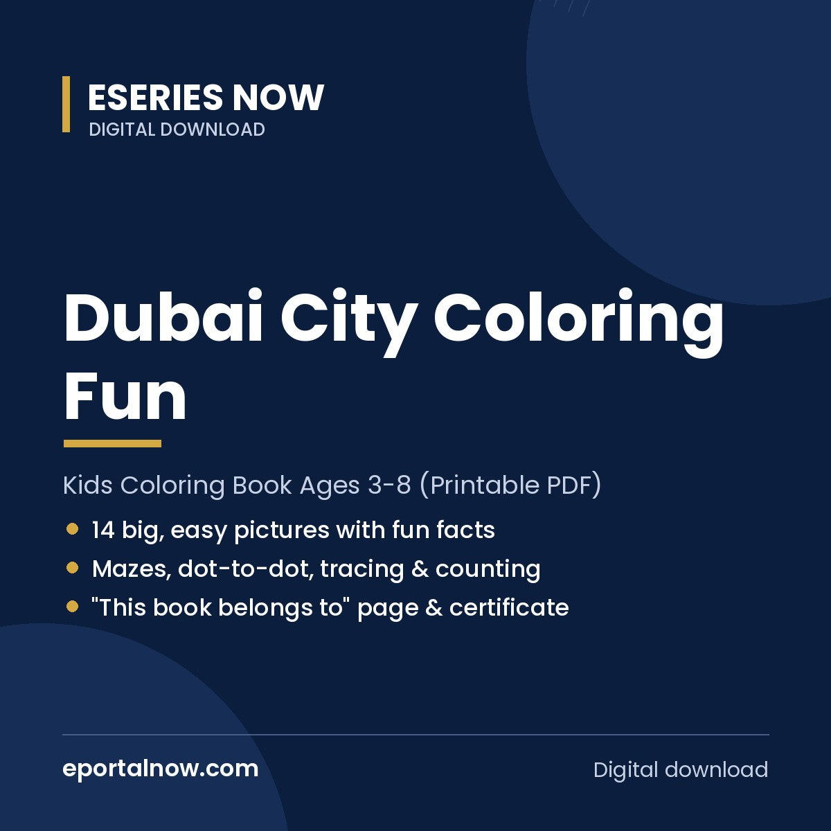 Dubai City Coloring Fun: Kids Coloring Book Ages 3-8 (Printable PDF) | Eseries Now