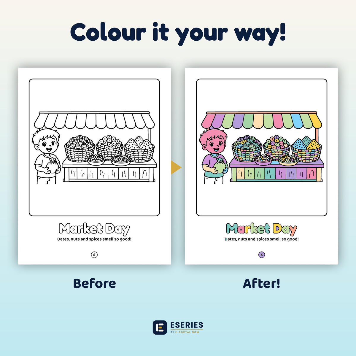 Dubai City Coloring Fun: before and after colouring