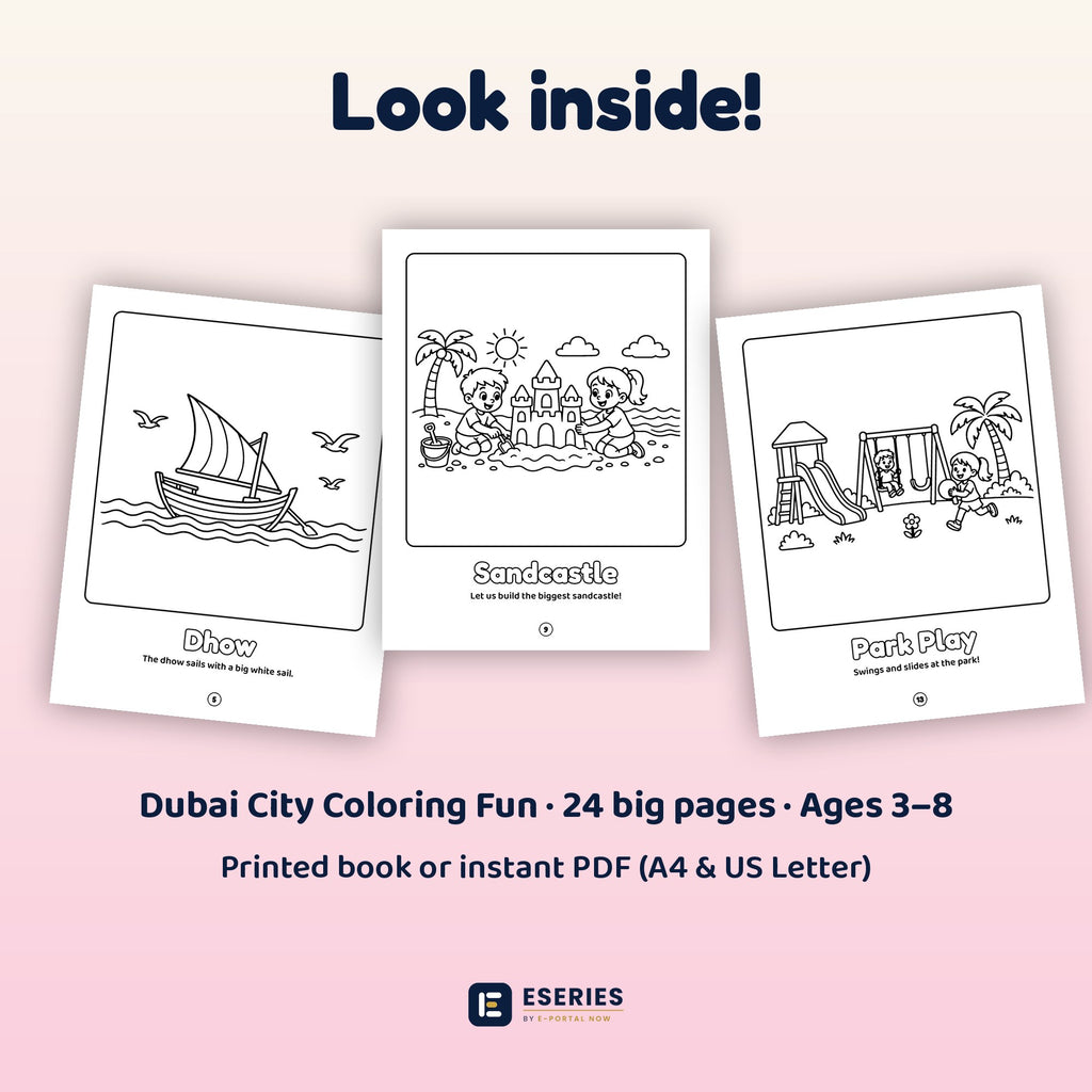 Dubai City Coloring Fun: look inside: sample pages