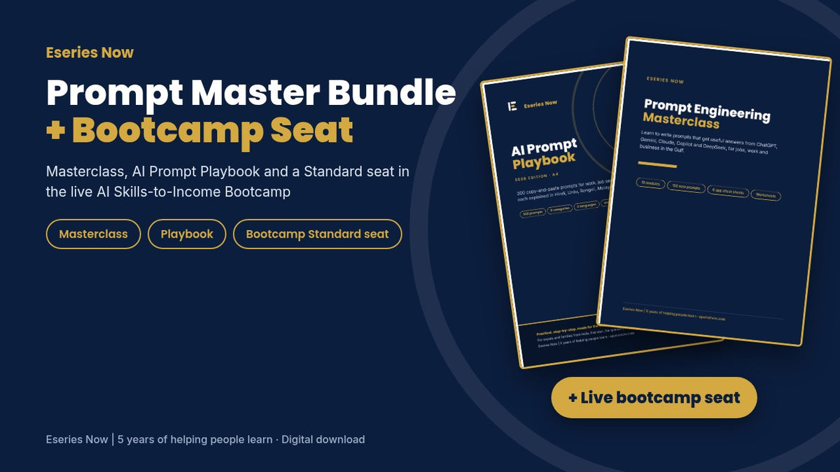 Prompt Bundle + Live AI Bootcamp Seat – cover image, Eseries Now