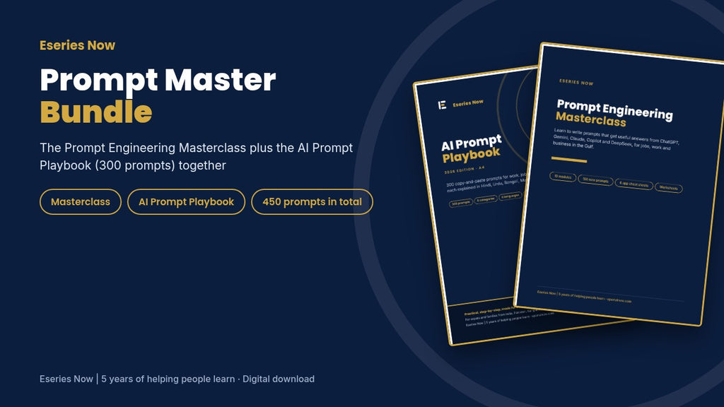 Prompt Engineering Bundle: Course + 300 Prompts – cover image, Eseries Now