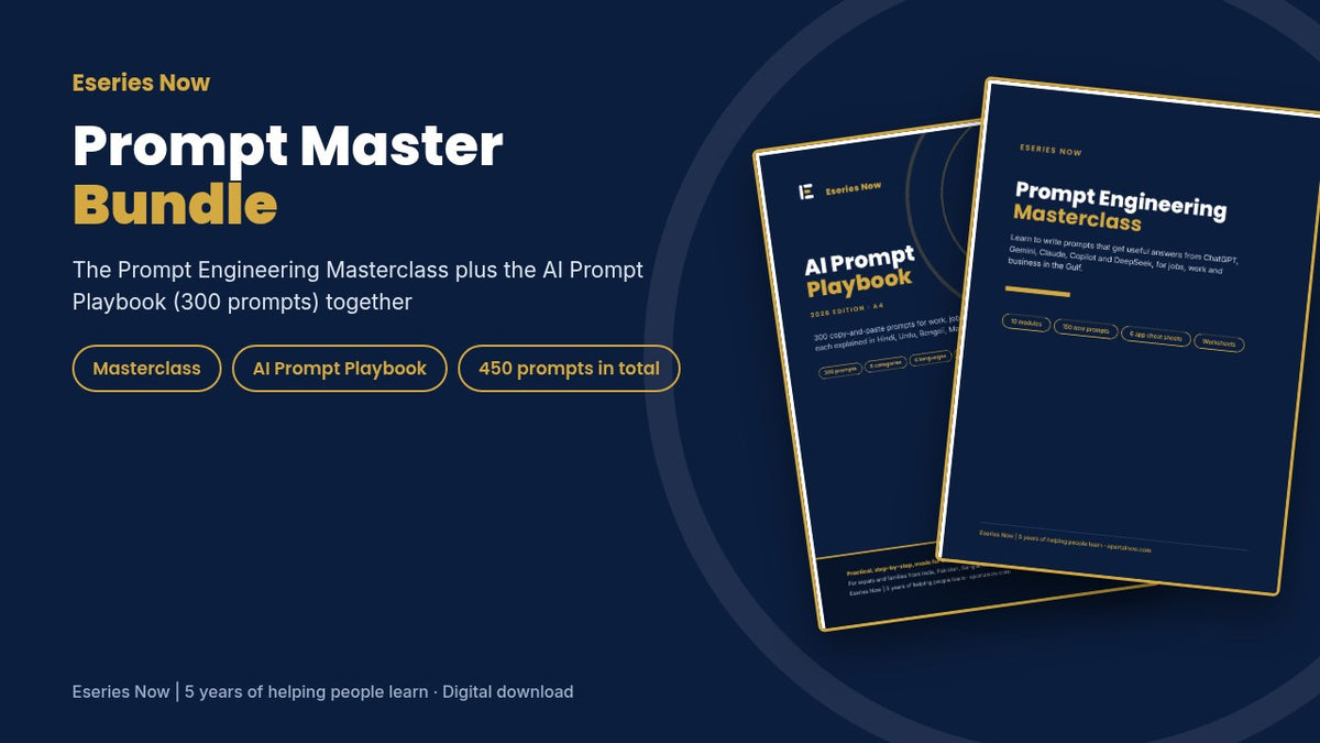 Prompt Engineering Bundle: Course + 300 Prompts – cover image, Eseries Now