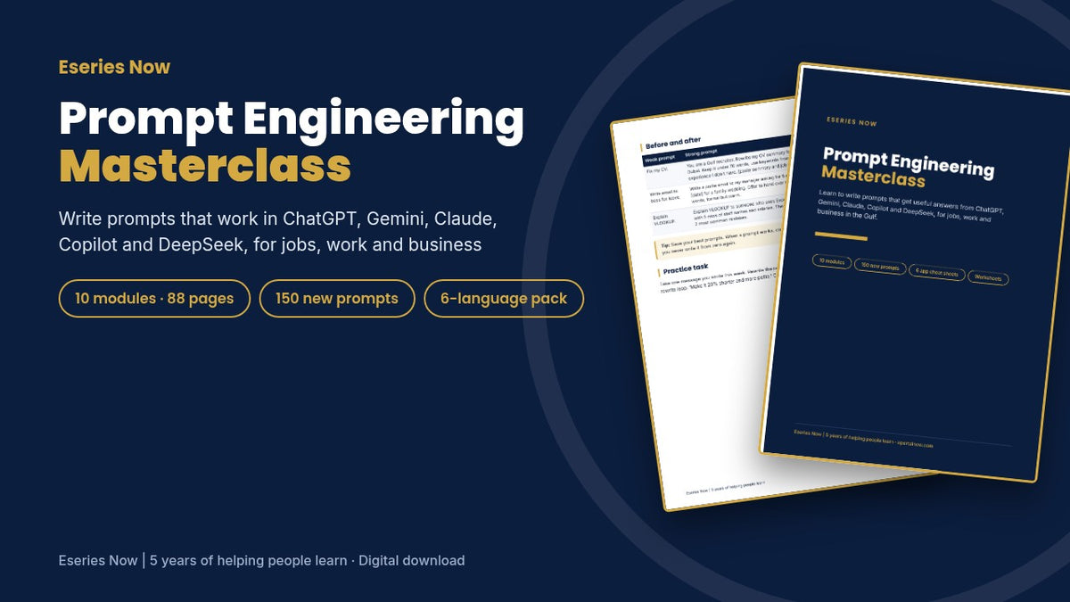 Prompt Engineering Course: 10-Module PDF – cover image, Eseries Now