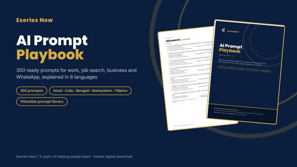 AI Prompt Book: 300 Prompts in 6 Languages – cover image, Eseries Now