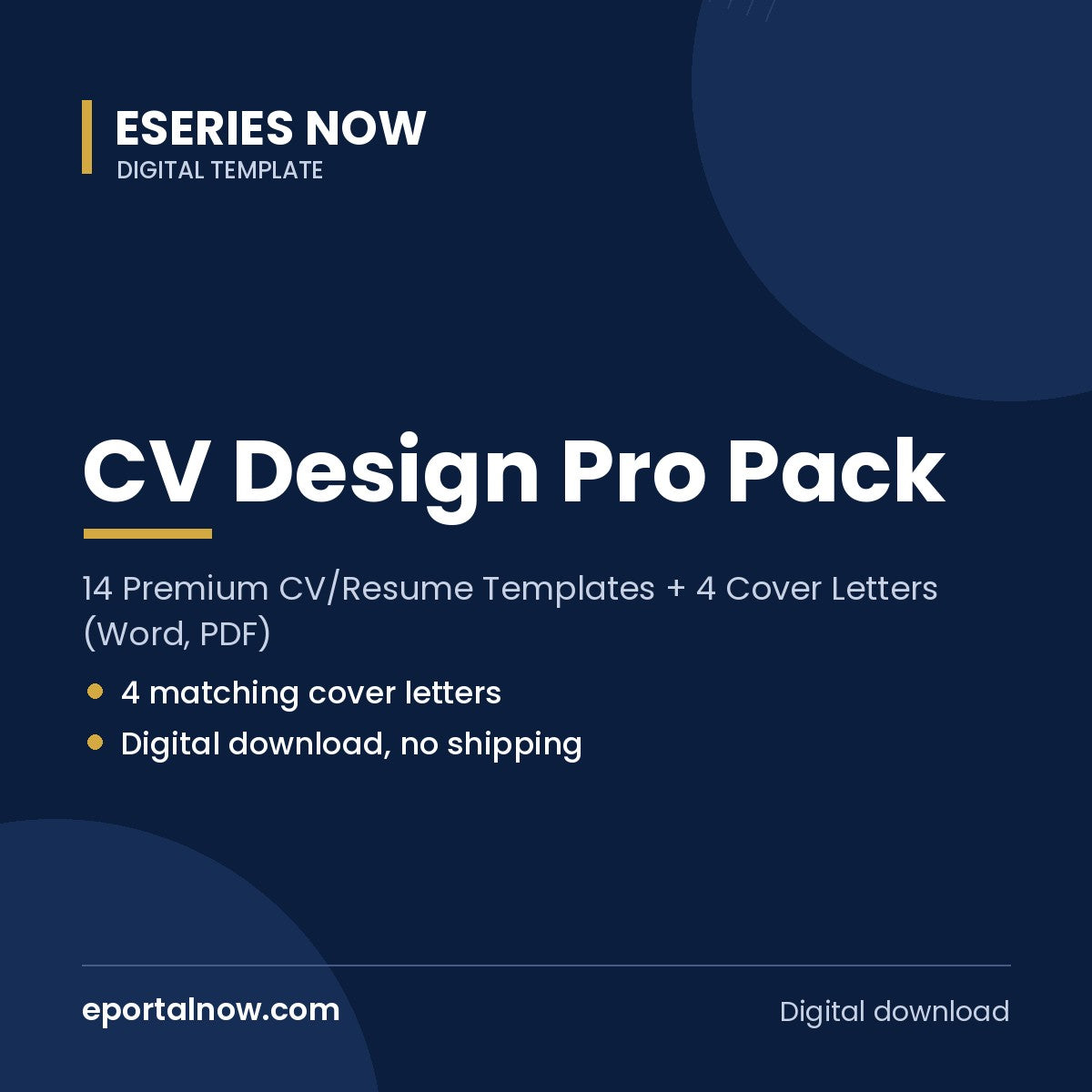 CV Design Pro Pack: 14 Premium CV/Resume Templates + 4 Cover Letters (Word, PDF) | Eseries Now