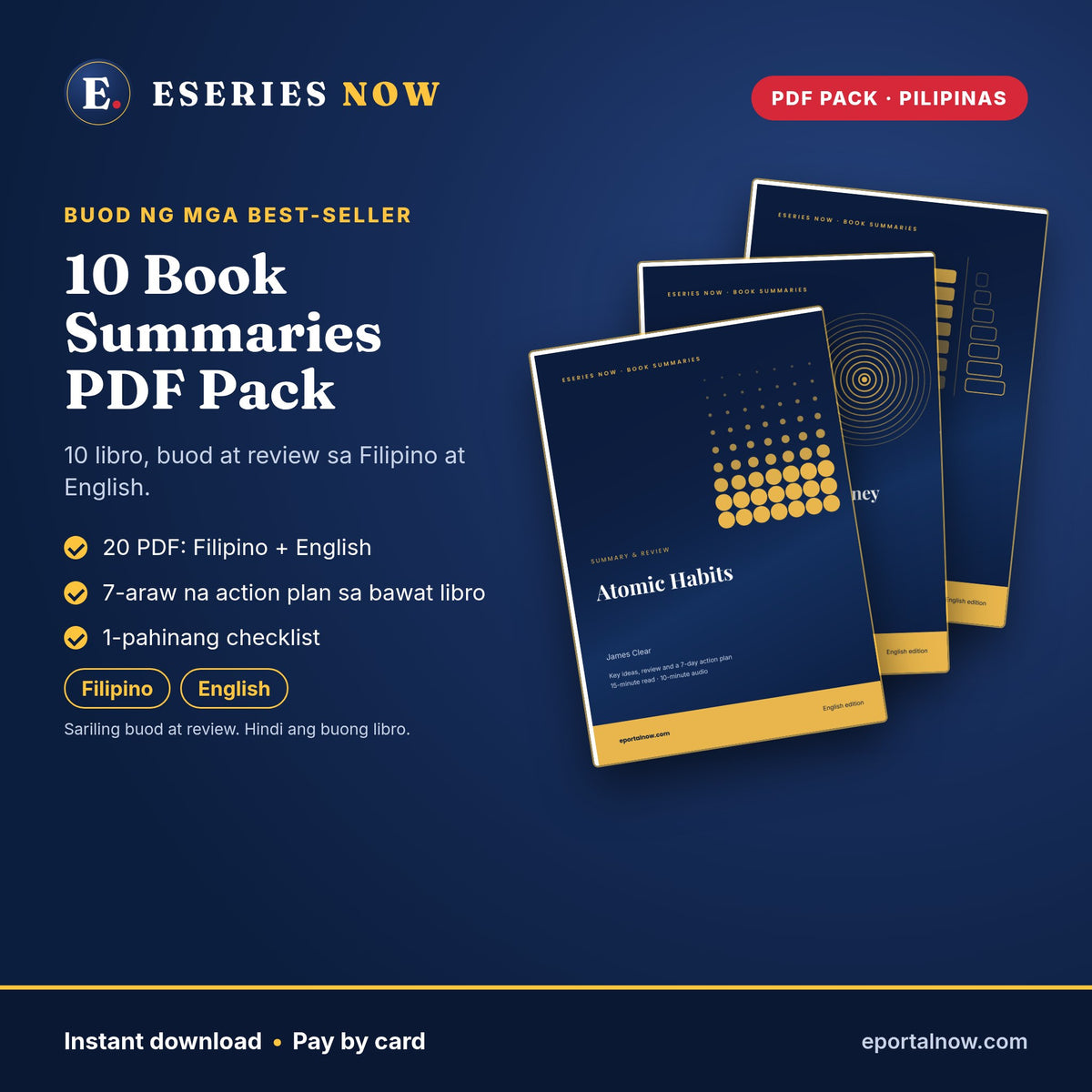 10 Book Summaries PDF Pack (Filipino + English) - Philippines
