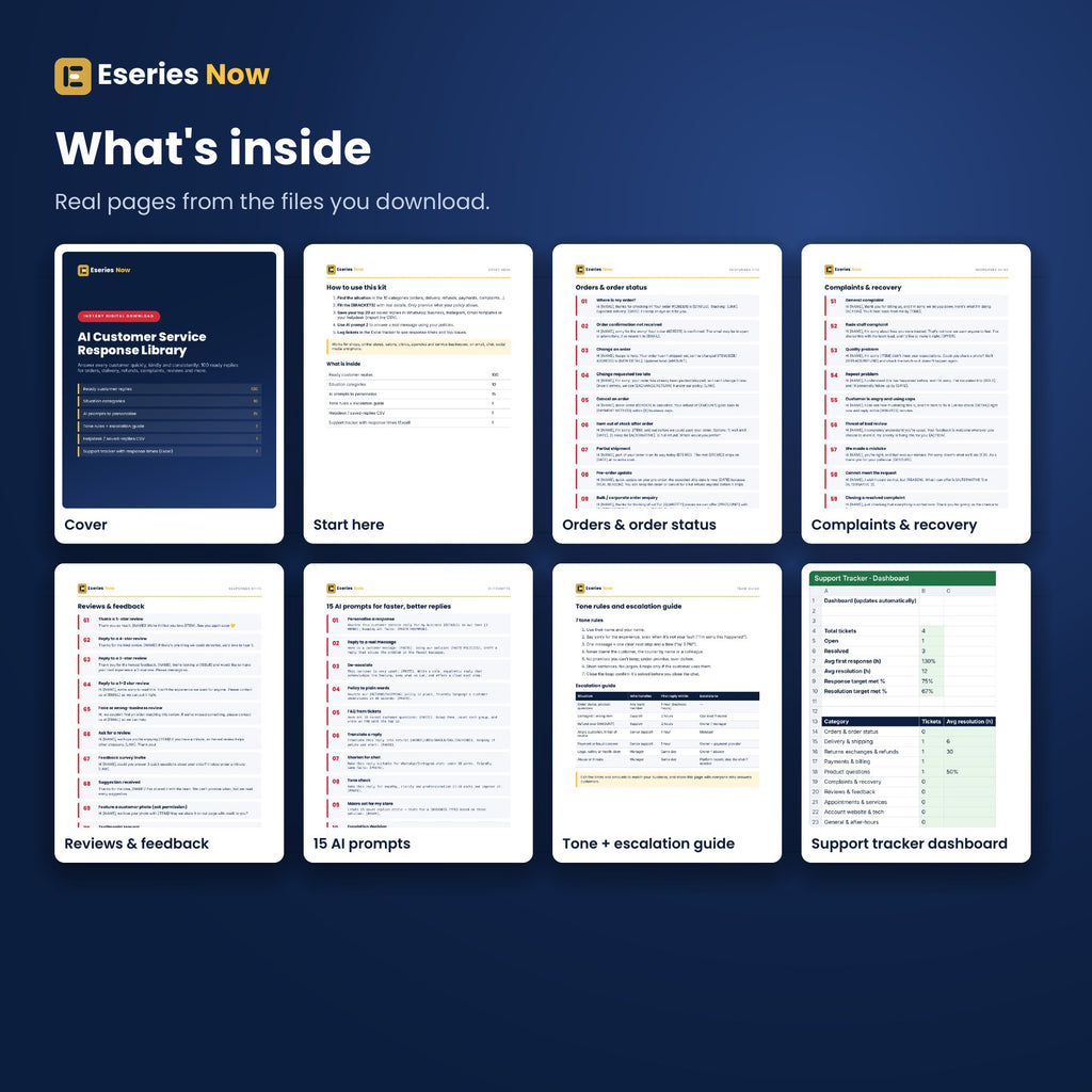 Inside pages of AI Customer Service Response Library