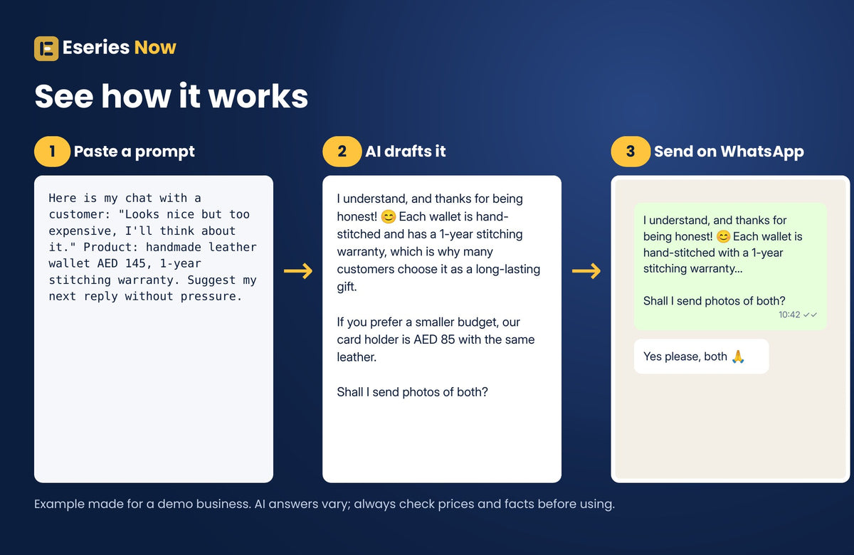 Sample output: AI Sales & WhatsApp Scripts Pack