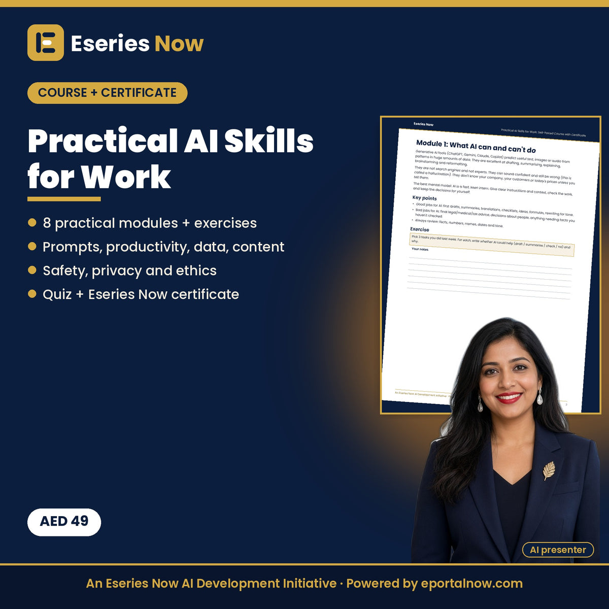 Practical AI Skills for Work: Self-Paced Course with Certificate by Eseries Now