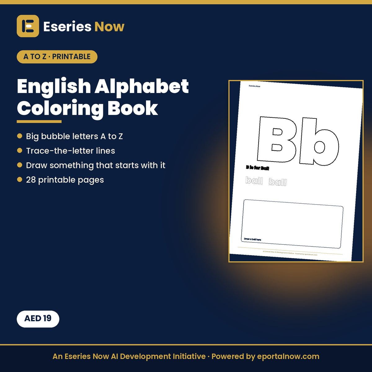 English Alphabet Coloring Book (Printable PDF) by Eseries Now