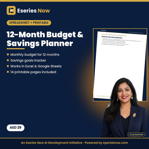 12-Month Personal Budget & Savings Planner by Eseries Now