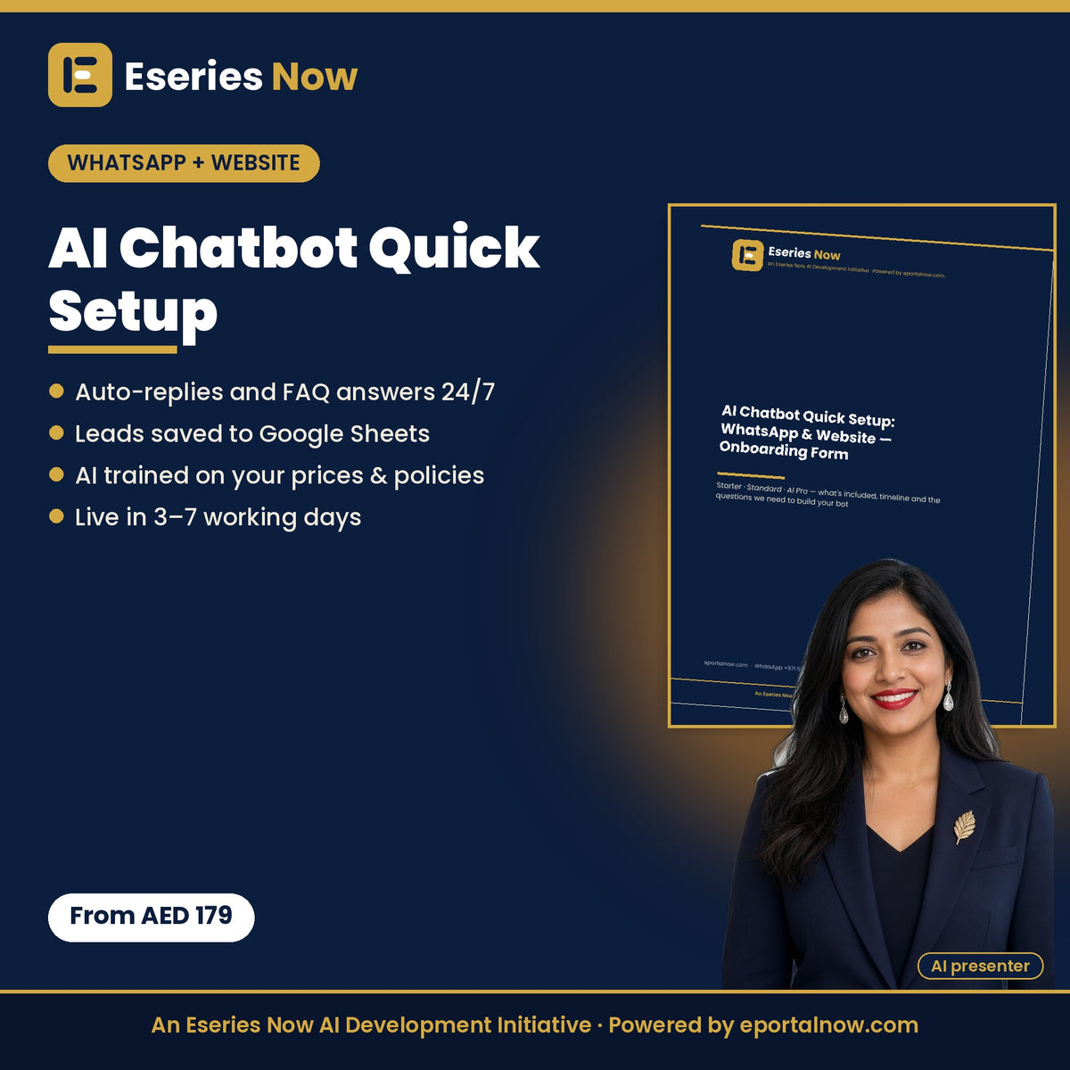 AI Chatbot Quick Setup: WhatsApp & Website Chatbot for Small Business by Eseries Now