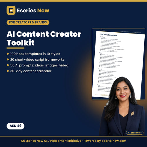AI Content Creator Toolkit: 100 Hooks, 20 Video Scripts, 50 AI Prompts & 30-Day Plan by Eseries Now
