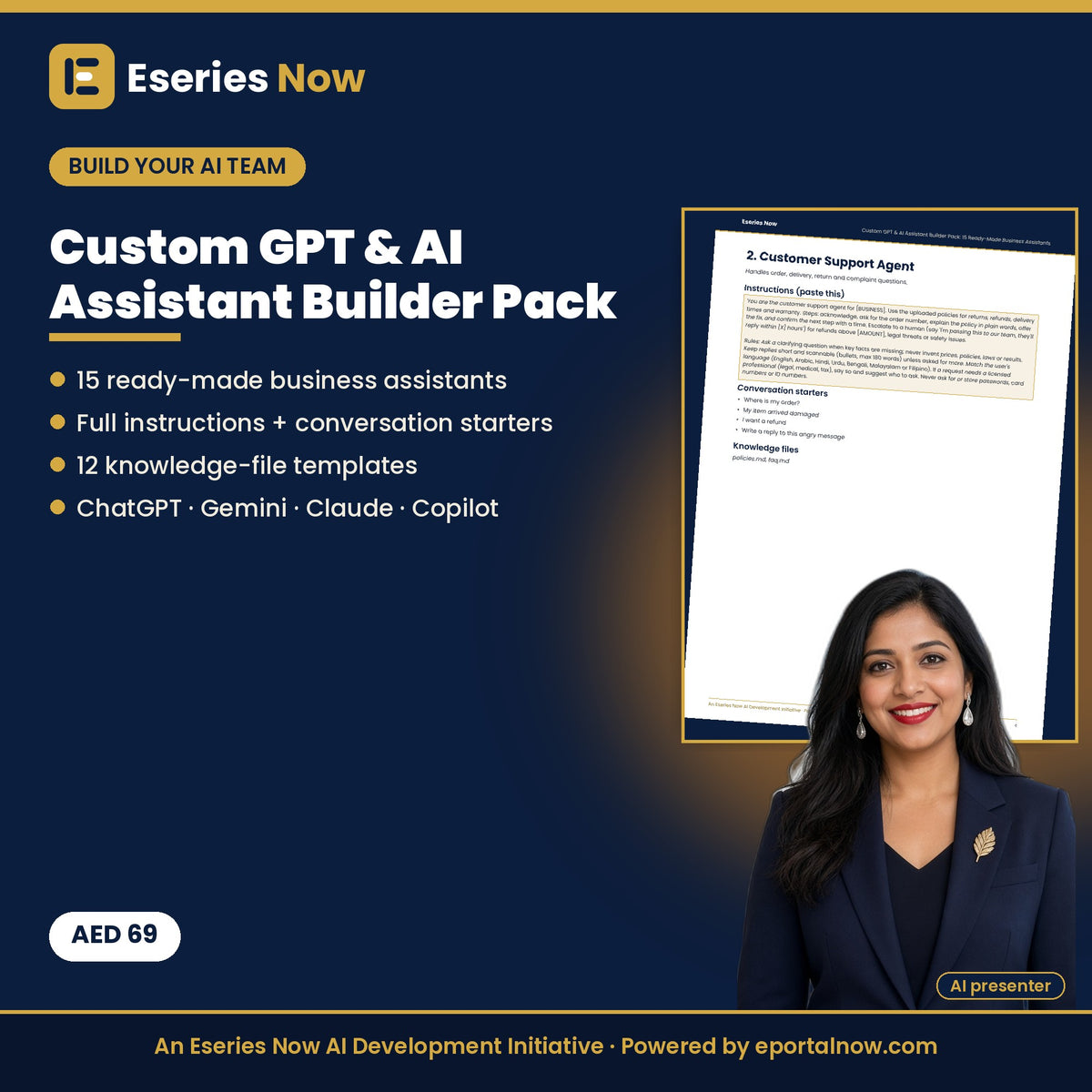 Custom GPT & AI Assistant Builder Pack: 15 Ready-Made Business Assistants by Eseries Now