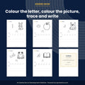 Inside preview: Arabic–English Alphabet Colouring & Tracing Book (28 Letters, PDF)