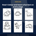 Inside preview: Dinosaur Colouring Book with Fun Facts (18 Pages, Printable PDF)