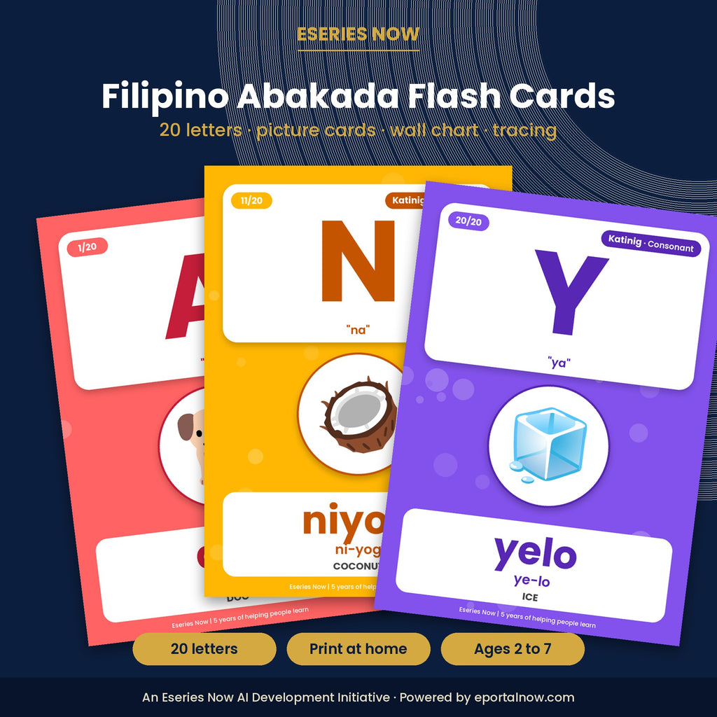 Filipino Abakada Flash Cards for Kids (20 Letters, Printable)