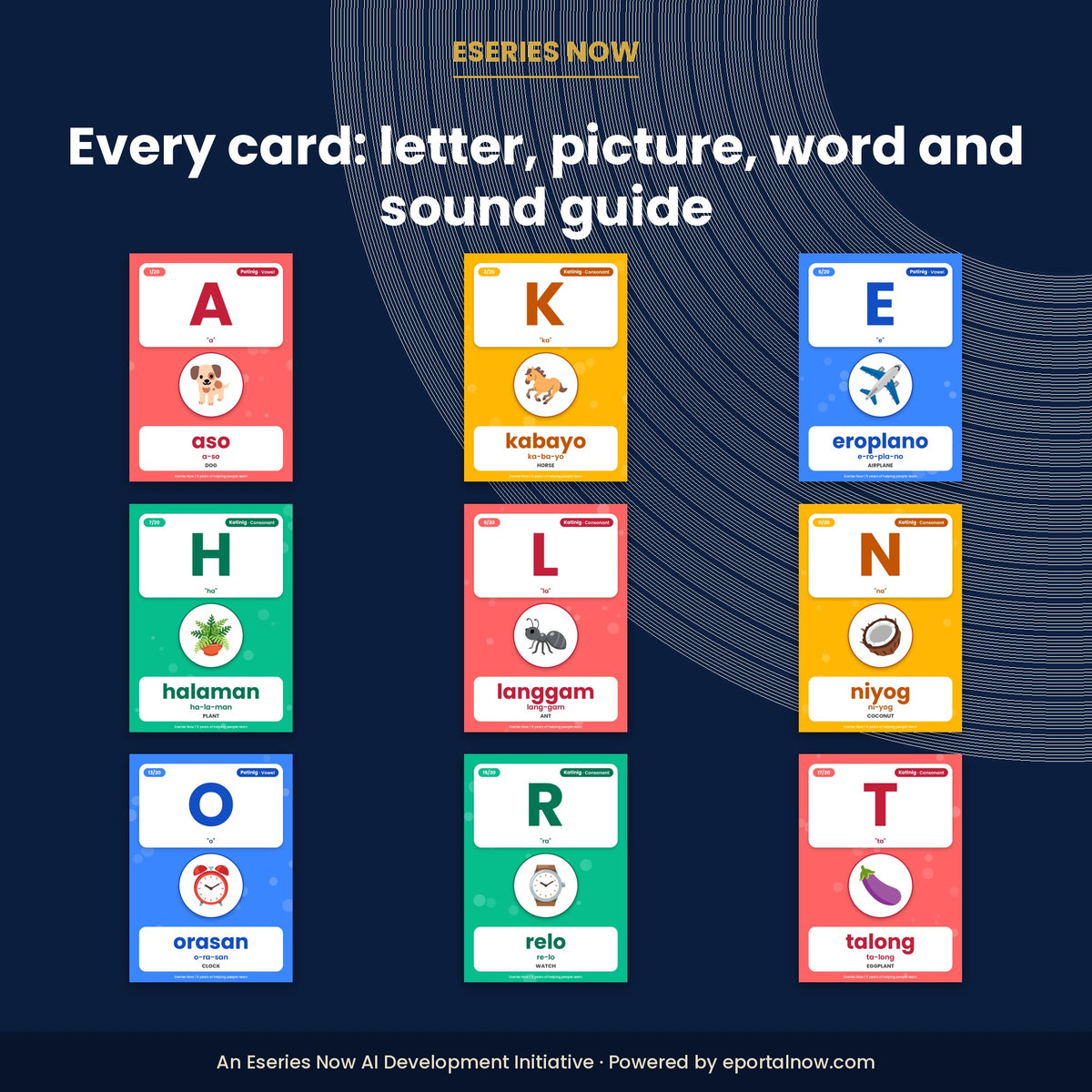 Inside preview: Filipino Abakada Flash Cards for Kids (20 Letters, Printable)