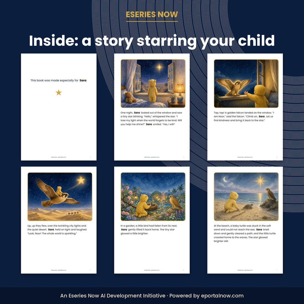 Inside preview: Personalised Name Storybook: Your Child and the Kindness Star (PDF, 6 Languages)