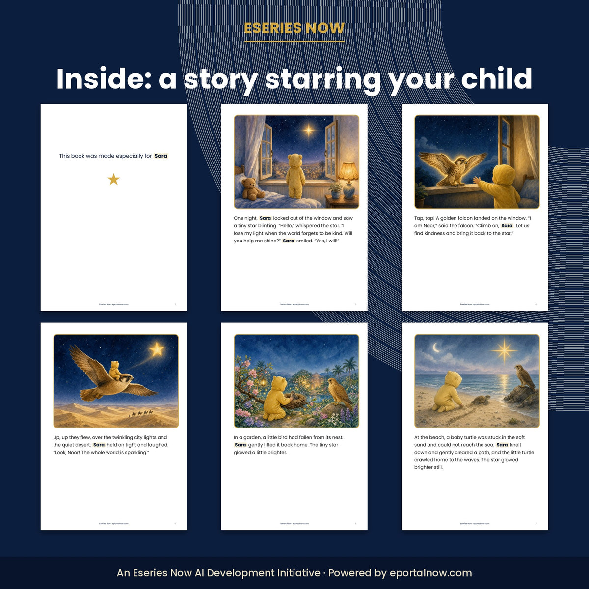 Inside preview: Personalised Name Storybook: Your Child and the Kindness Star (PDF, 6 Languages)