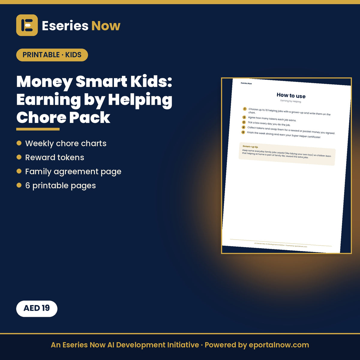 Money Smart Kids: Earning by Helping Chore Pack (Printable PDF) by Eseries Now