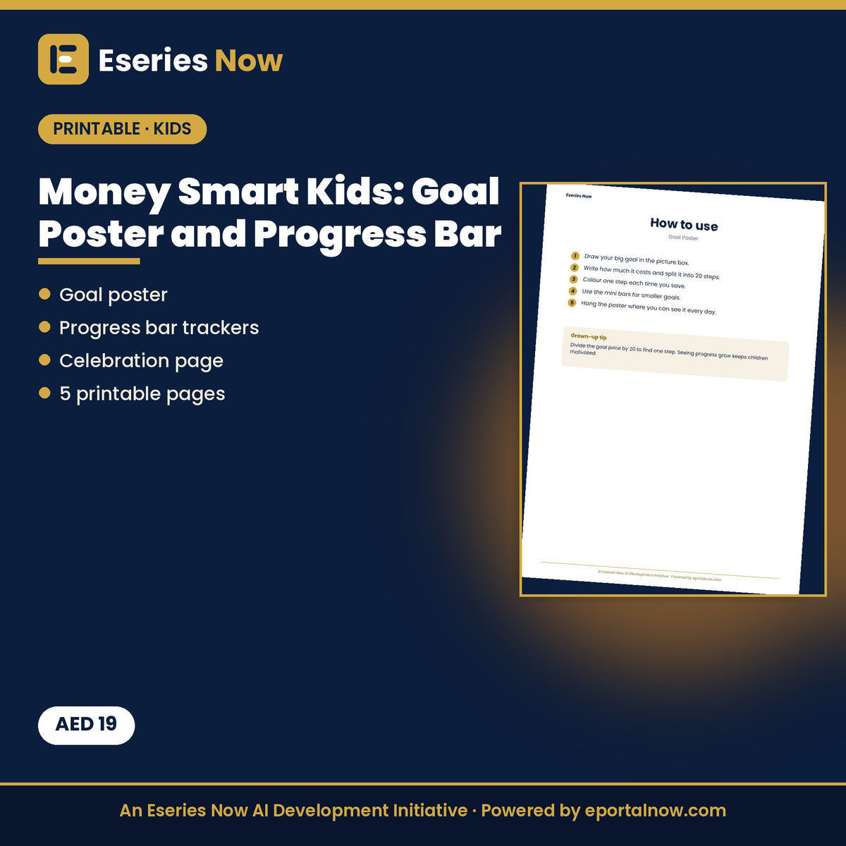 Money Smart Kids: Goal Poster and Progress Bar (Printable PDF) by Eseries Now